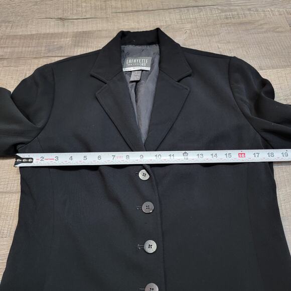 Lafayette 148 Wool Blazer Size 10P Petite Classic Black Jacket Made in NYC USA - Picture 8 of 10